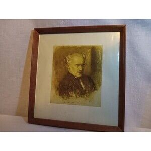 1930s Antique Portrait Of The Famous Composer Arturo Toscanini Wood Framed